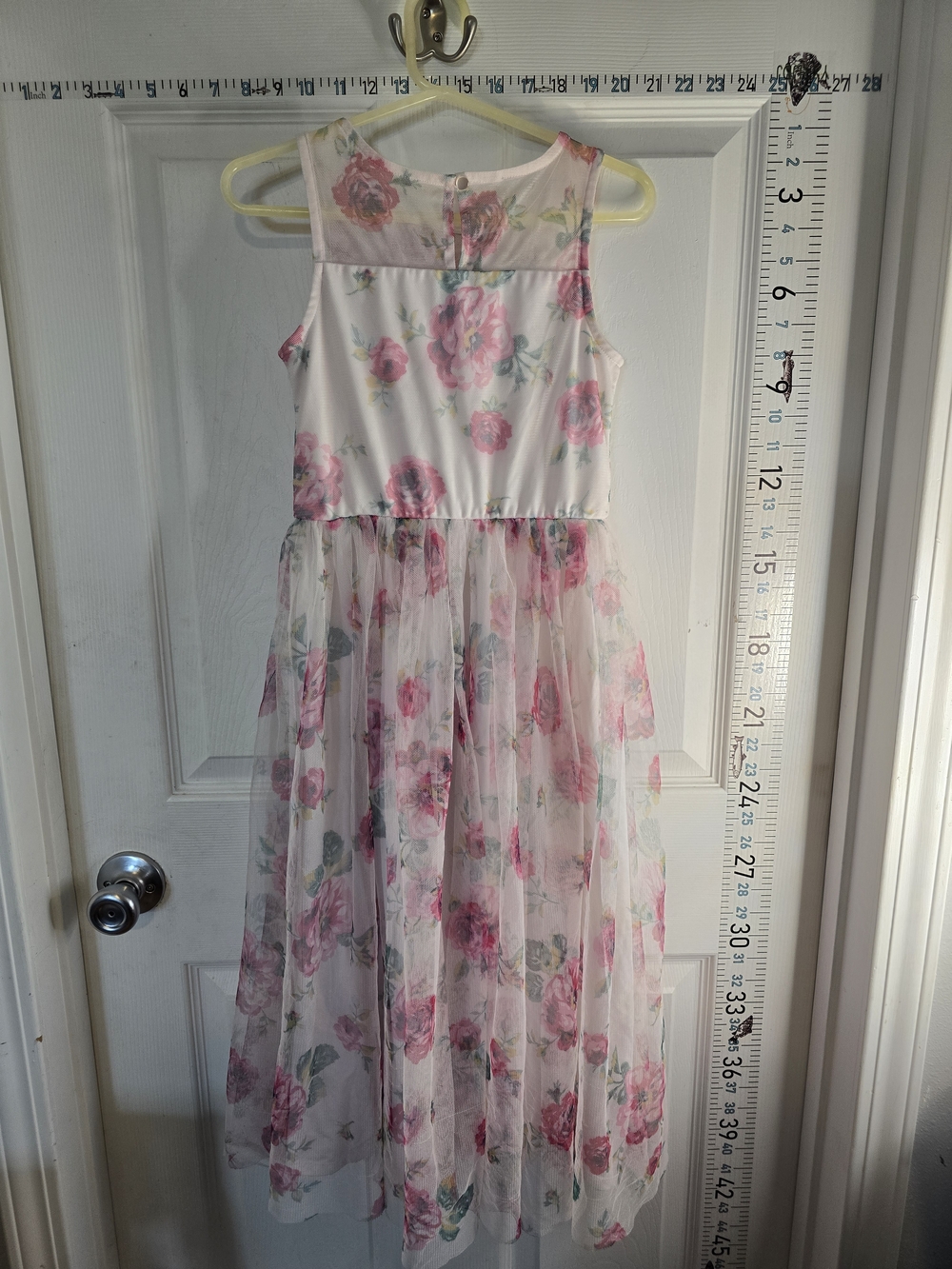 Girls Pink & Violet Floral Tulle Dress Size 8 Easter Party Spring